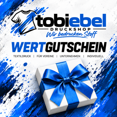 Blauer Wertgutschein mit Geschenkbox (1) Wertgutschein für tobiebel.de