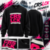 CRS LCK Crewneck – dunkel blau mit Pink-Weiß-Print Größe M