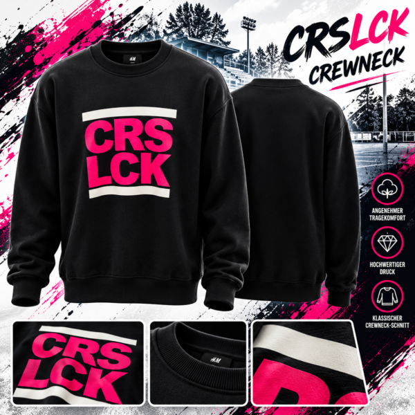 CRS LCK Crewneck – dunkel blau mit Pink-Weiß-Print Größe M