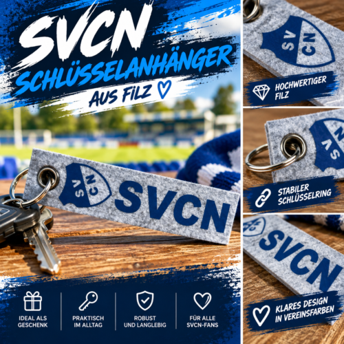 SVCN-Schlüsselanhänger aus Filz – Blau & Weiß