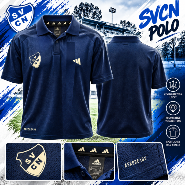 SVCN Navy-Polo im Stadionlook SVCN Polohemd Adidas – Navy mit Vereinswappen XXL